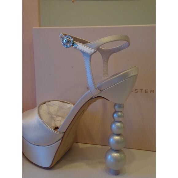Sophia Webster Women's Cream Perla Pearl Crystal Platform Sandals 38 NIB 770 - Picture 6 of 11